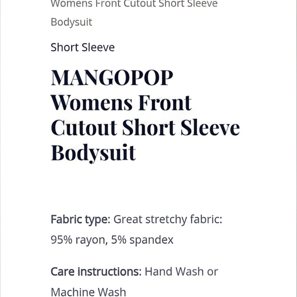 MANGOPOP Women's Black Front Cutout Short Sleeve Bodysuit - Picture 2 of 10